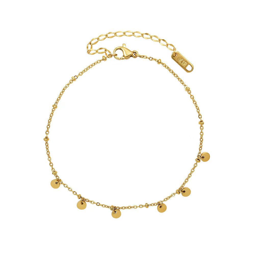 Dainty Gold Chain Anklet with Mini Disc Charms for Women